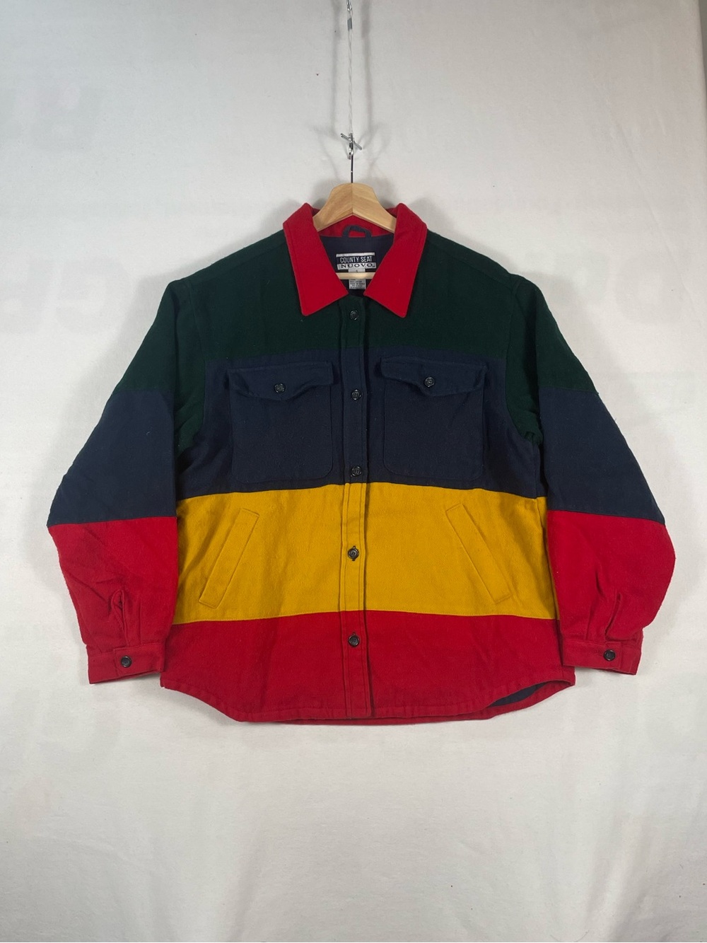 Vtg County Seat Nuovo Colourblock Button Acrylic Longsleeve Jacket mens Sz S